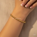 Pulsera dorada rígida, cuentas ovaladas continuas de 6 mm