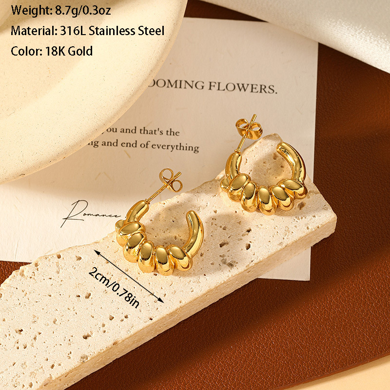 [Z106] Aretes de acero inoxidable 316L con chapado en oro 18k (Oro · ES-110165)