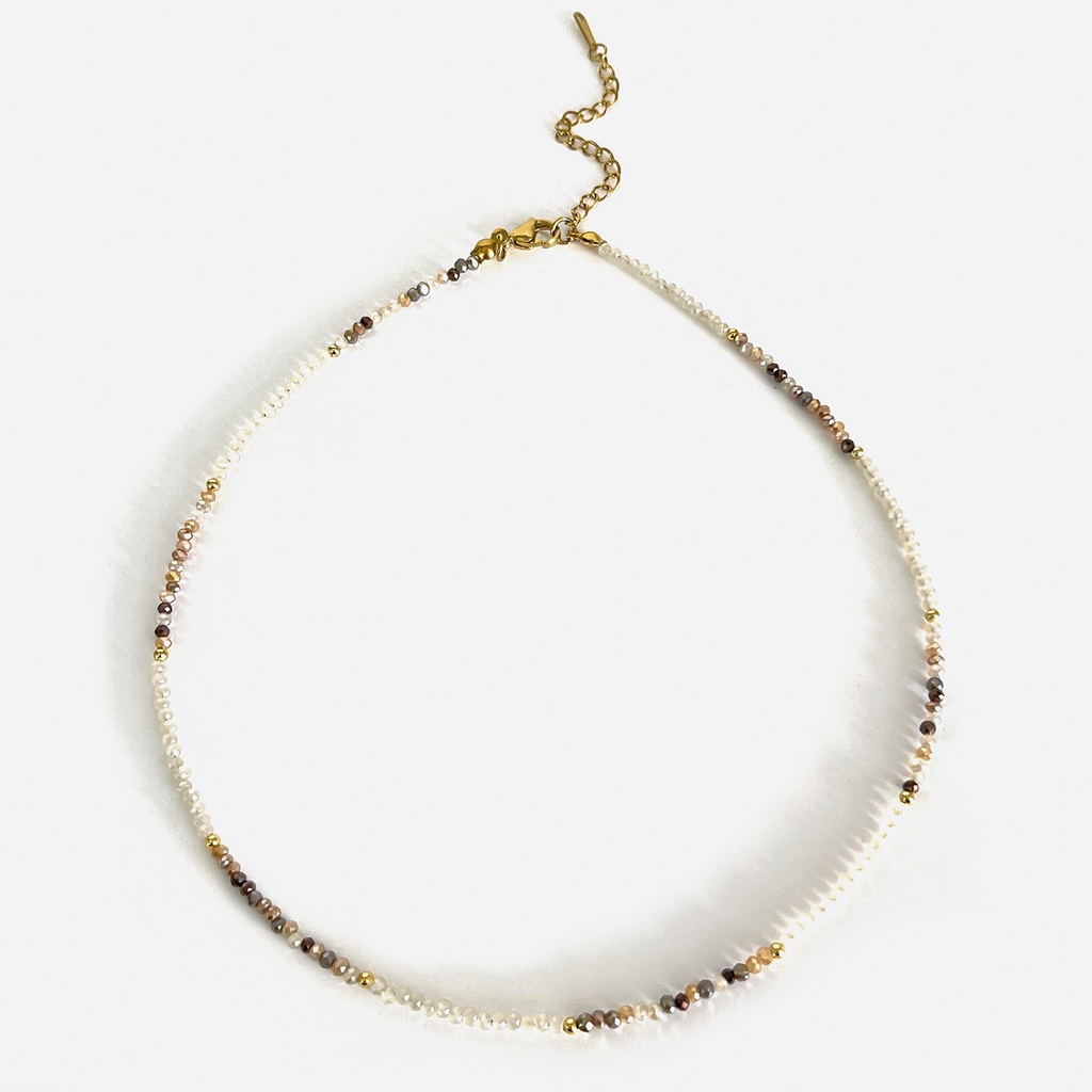 [C12] Collar de diseño geométrico en acero inoxidable 316L (Gris · Gris blanco)