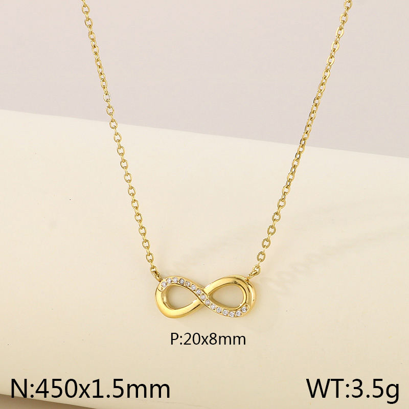 [C7] Collar con infinito de acero inoxidable 304 con recubrimiento PVD y chapado en oro 18k (Oro · Oro)