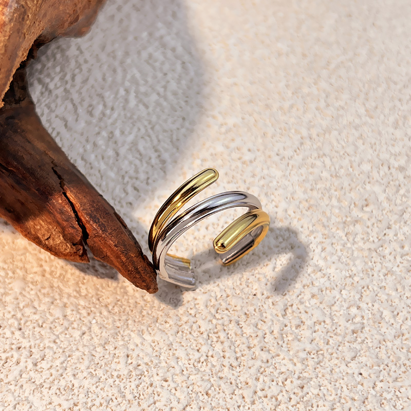 [A72] Anillo abierto de acero inoxidable 304 con recubrimiento PVD y chapado en oro 18k (Oro · JZ-Ys501-1)