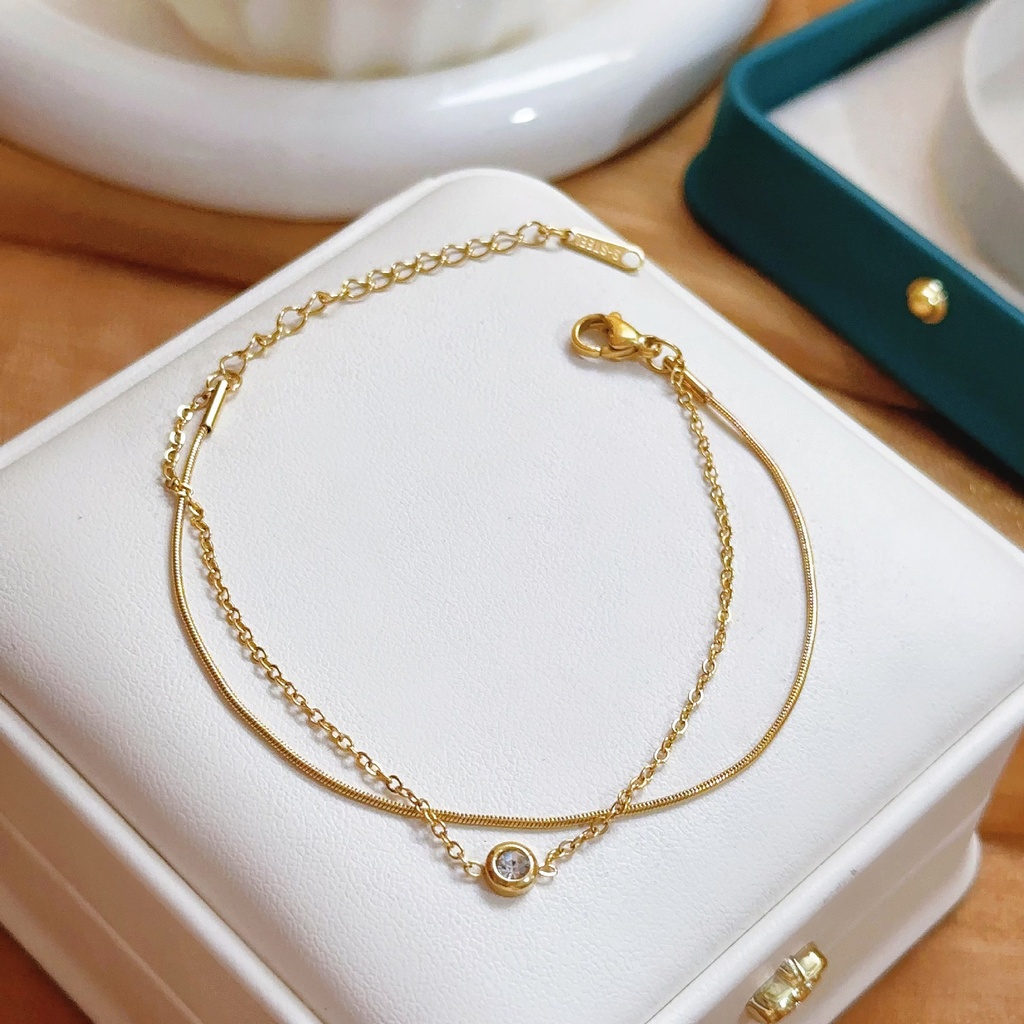 [NH51667698] Pulsera de cadena figaro en acero inoxidable 316 con recubrimiento PVD y chapado en oro 18k