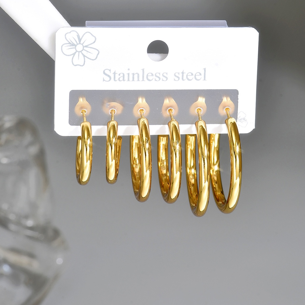 [NH52376106] Aretes de acero inoxidable 304 con recubrimiento PVD y chapado en oro 18k · NH52376106 (Oro · E1619)