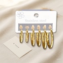 Set de tres pares de zarcillos dorados, argollas en C