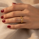 Anillo dorado abierto, cadena de eslabones planos