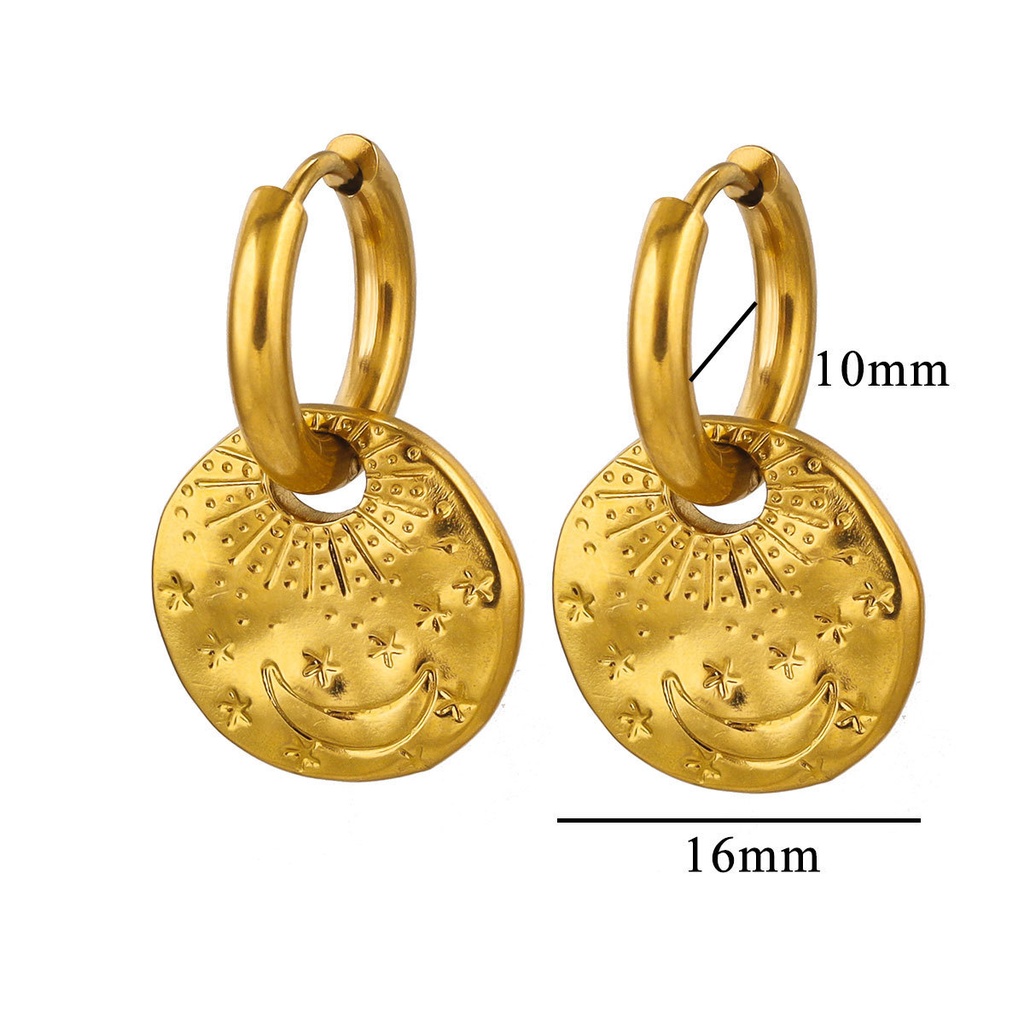 [Z159] Aretes de diseño geométrico en acero inoxidable 316L con recubrimiento PVD y chapado en oro 18k