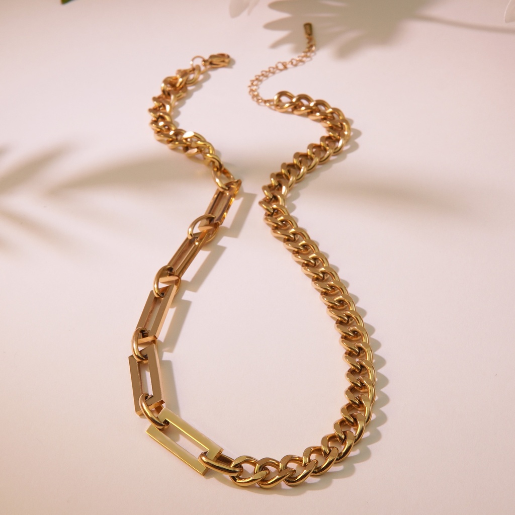 [C62] Collar de acero inoxidable 304 con recubrimiento PVD y chapado en oro 18k (Oro · Talla Única · Amarillo dorado)