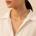 Collar dorado de cadena cubana plana, diseño de eslabones pulidos con extensor ajustable
