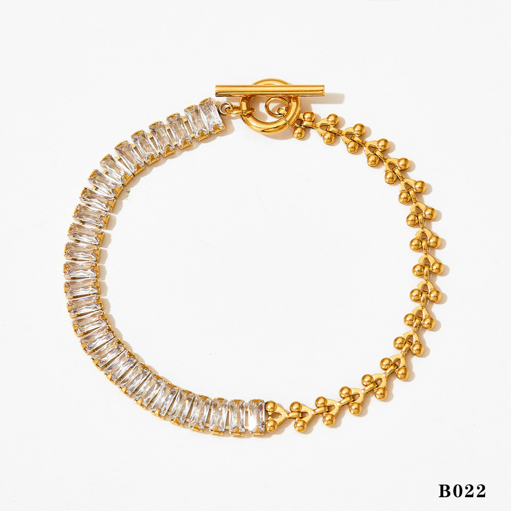 [P19] Pulsera con corazón de acero inoxidable 304 con baño de oro y recubrimiento PVD