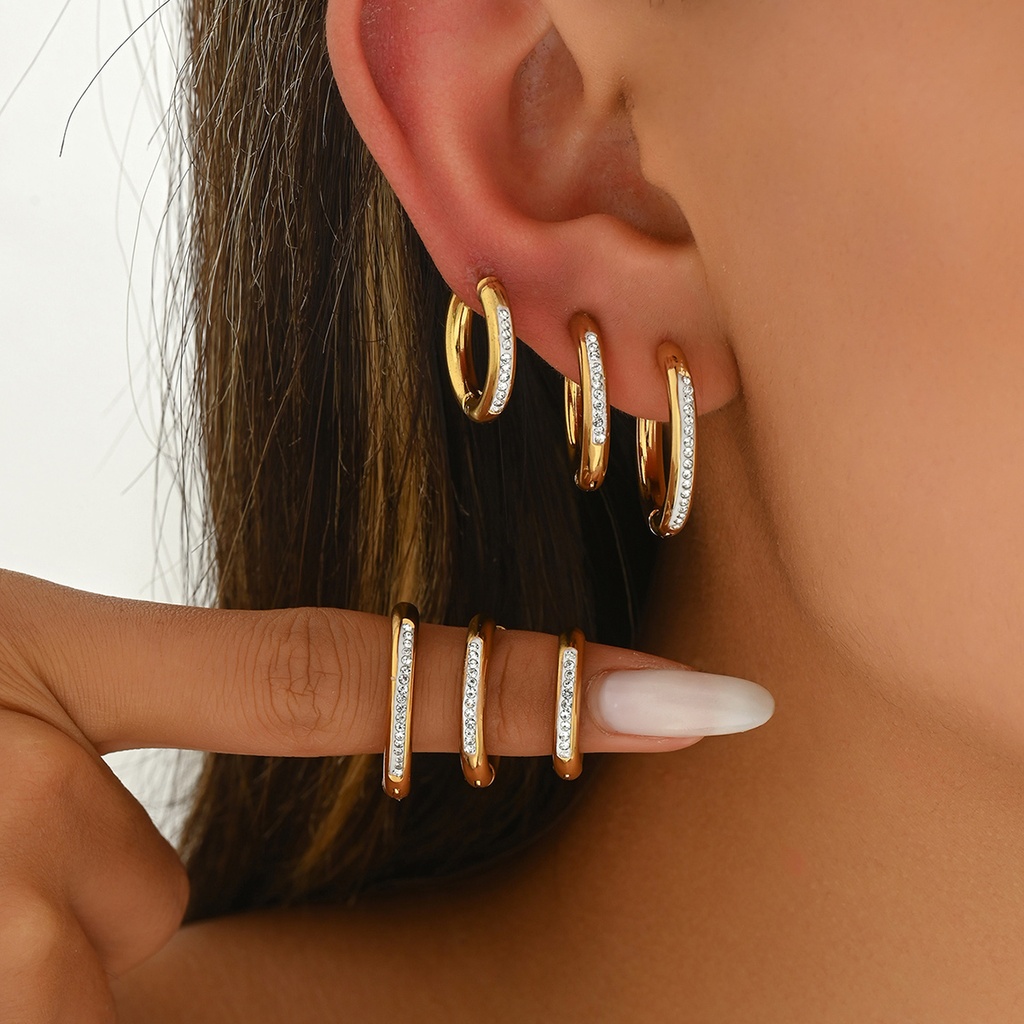 [NH41779417] Aretes con estrella de acero inoxidable 316 con recubrimiento PVD y chapado en oro 18k (Oro · Oro E558)