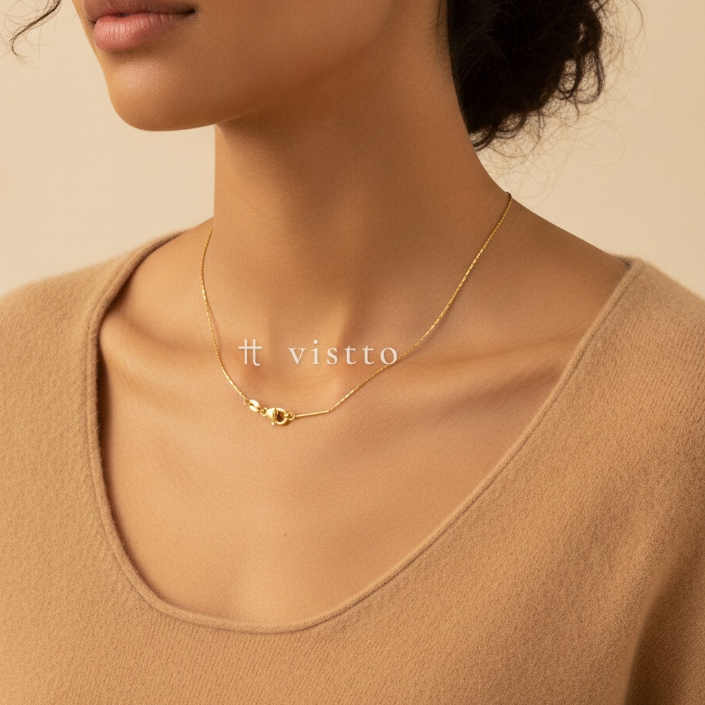 Collar dorado de cadena fina de barras, ajustable, con acabado brillante