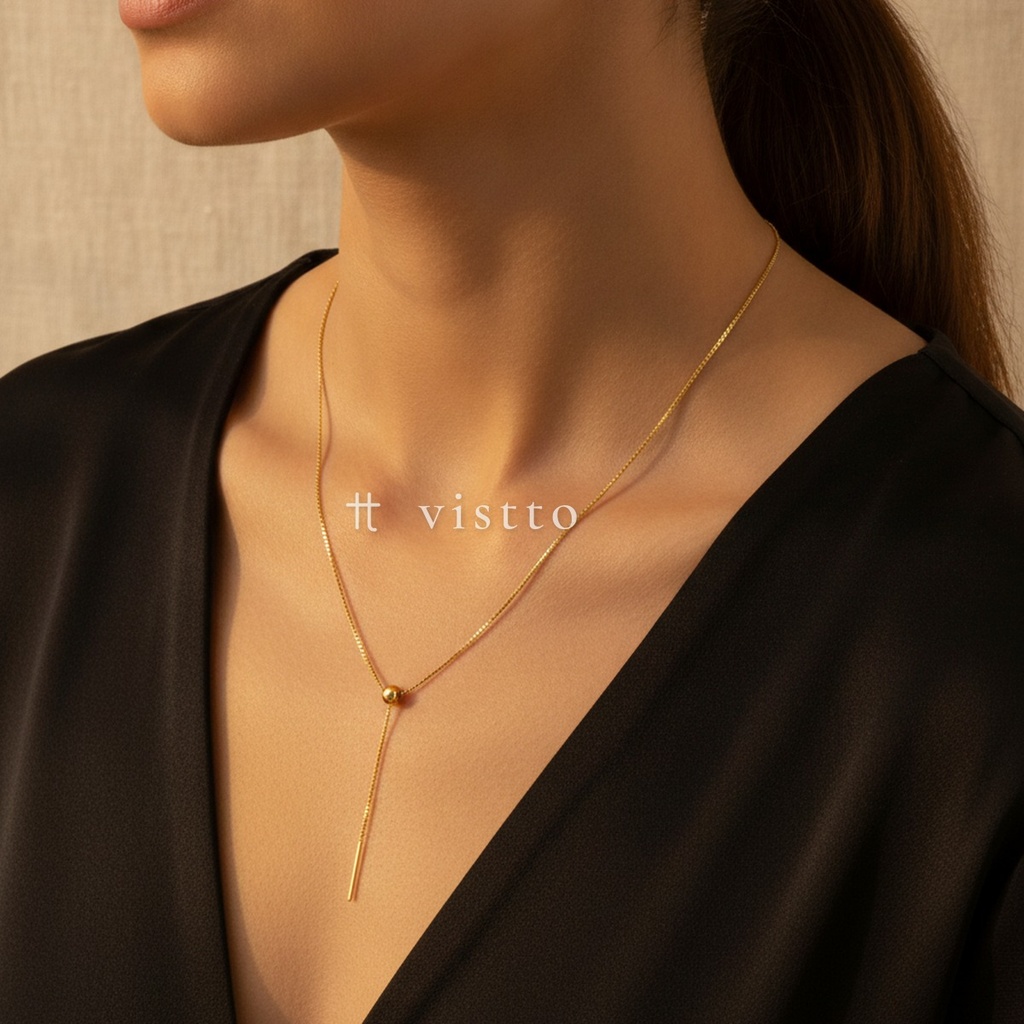 Collar dorado de cadena fina tipo espiga, ajustable, con acabado brillante