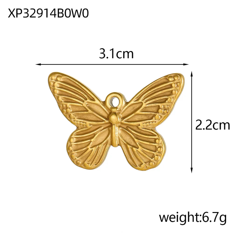 [NH49643090] Collar con mariposa de acero inoxidable 304 con baño de oro y recubrimiento PVD (Oro · Talla Única · XP32914B0W0 traducido al español: XP32914B0W0)