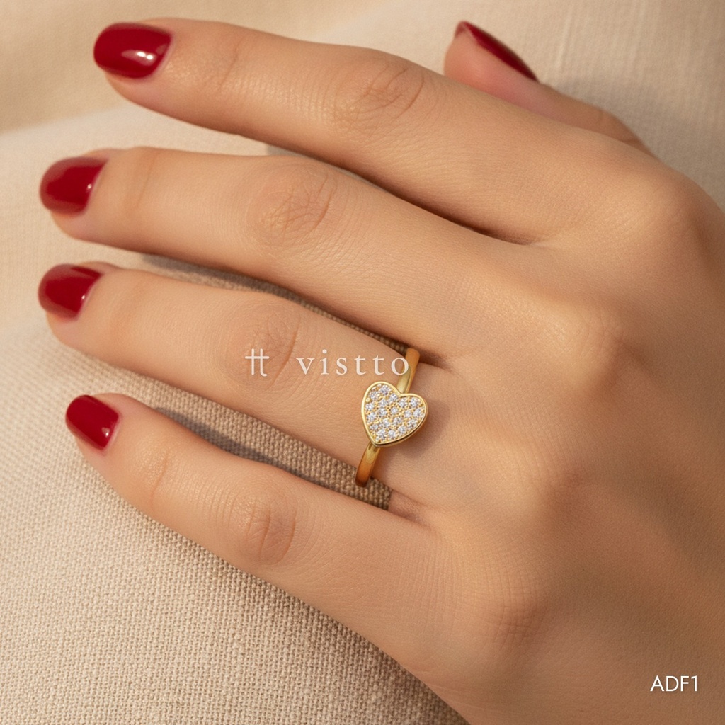 Anillo dorado abierto, envolvente con dos corazones