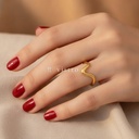 Anillo dorado fino y abierto, diseño de banda en zigzag con acabado liso y brillante