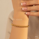 Pulsera dorada elástica, cuentas esféricas de 5 mm