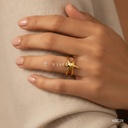 Anillo dorado abierto, doble en forma de estrella de mar