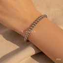 Pulsera plateada elástica, cuentas esféricas de 6 mm