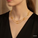 Collar dorado, cadena fina con tríos de cuentas esféricas
