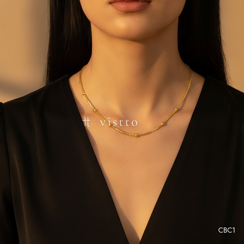 [CBC1] Collar dorado, cadena veneciana con bolitas grandes espaciadas