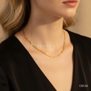Collar dorado, clip de eslabones ovalados alargados.
