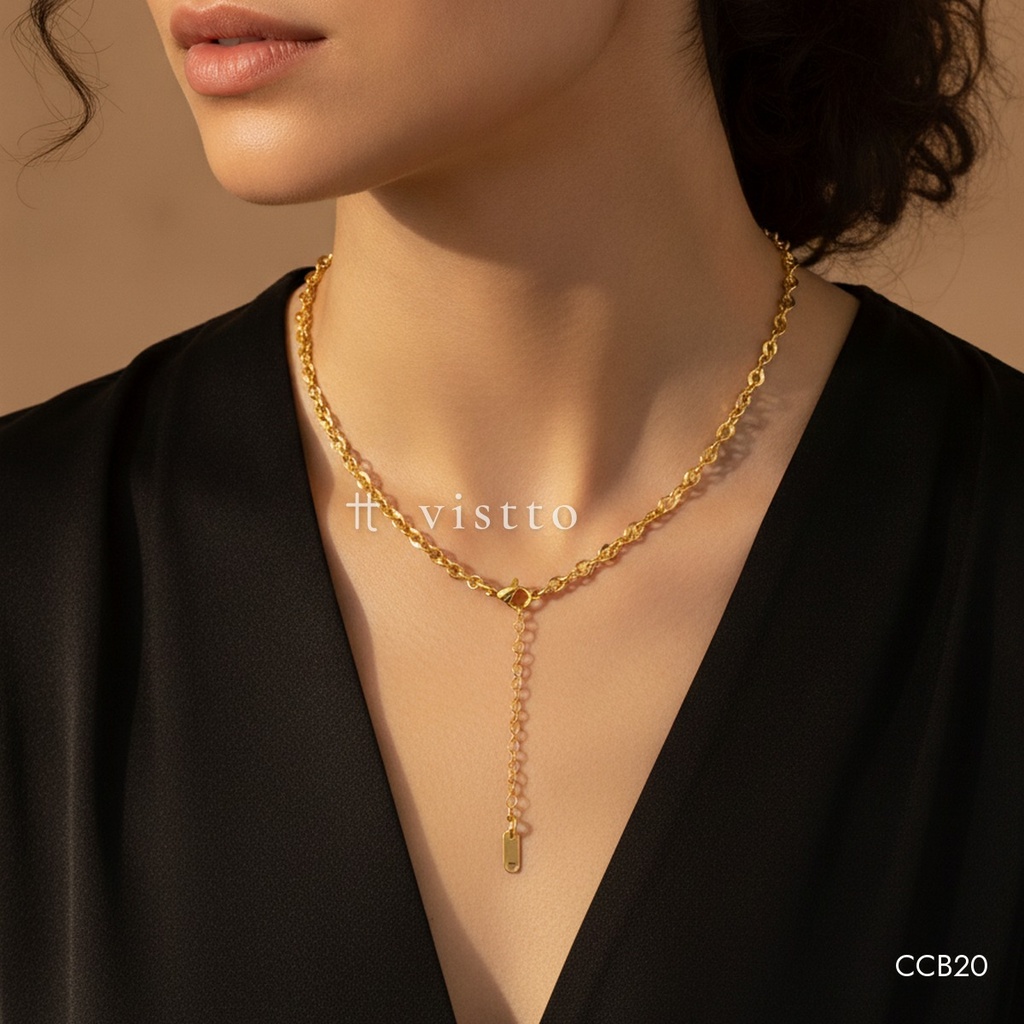 Collar dorado, eslabones retorcidos redondeados de 3,5 mm