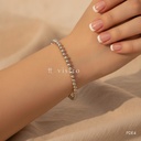 Pulsera plateada elástica, cuentas esféricas de 5 mm