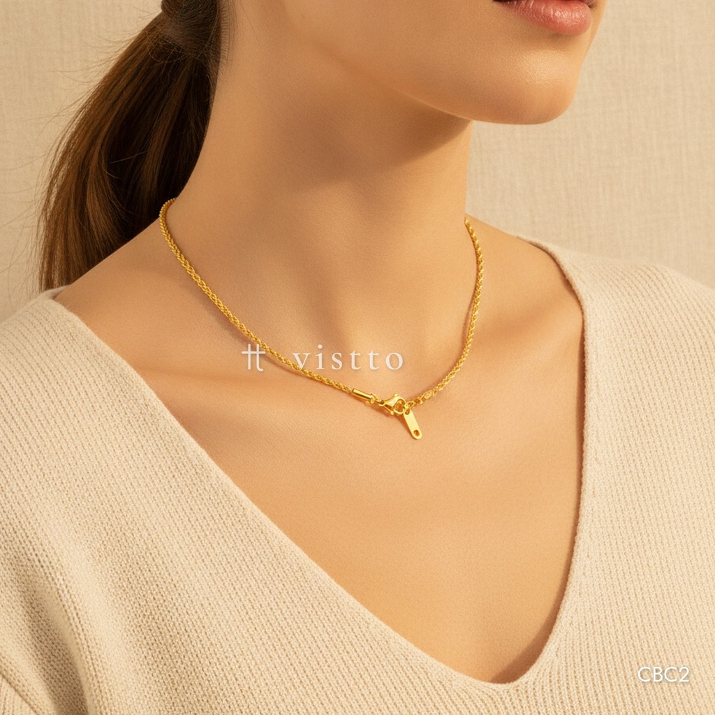 [CBC2] Collar dorado, cadena torsal tipo cuerda