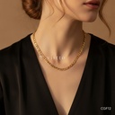 Collar dorado, cadena fígaro gruesa de eslabones alternados