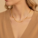 Collar dorado de cadena figaro de 3,8 mm de eslabones cortos y largos, con cierre de langosta y extensor