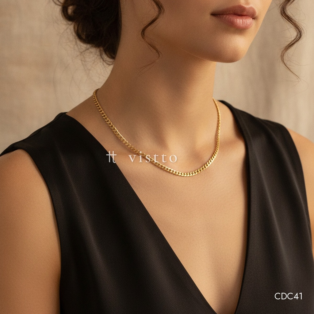 Collar dorado, cubana barbada fina y ligera