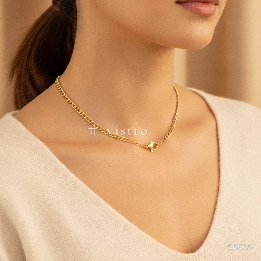 [CDC30] Collar dorado, cubana barbada de 2,6 mm