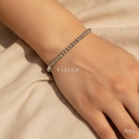 Pulsera plateada elástica, cuentas esféricas de 4 mm