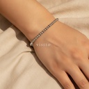 Pulsera plateado elástica, diseño de una hilera de cuentas esféricas de 4 mm con acabado liso y brillante