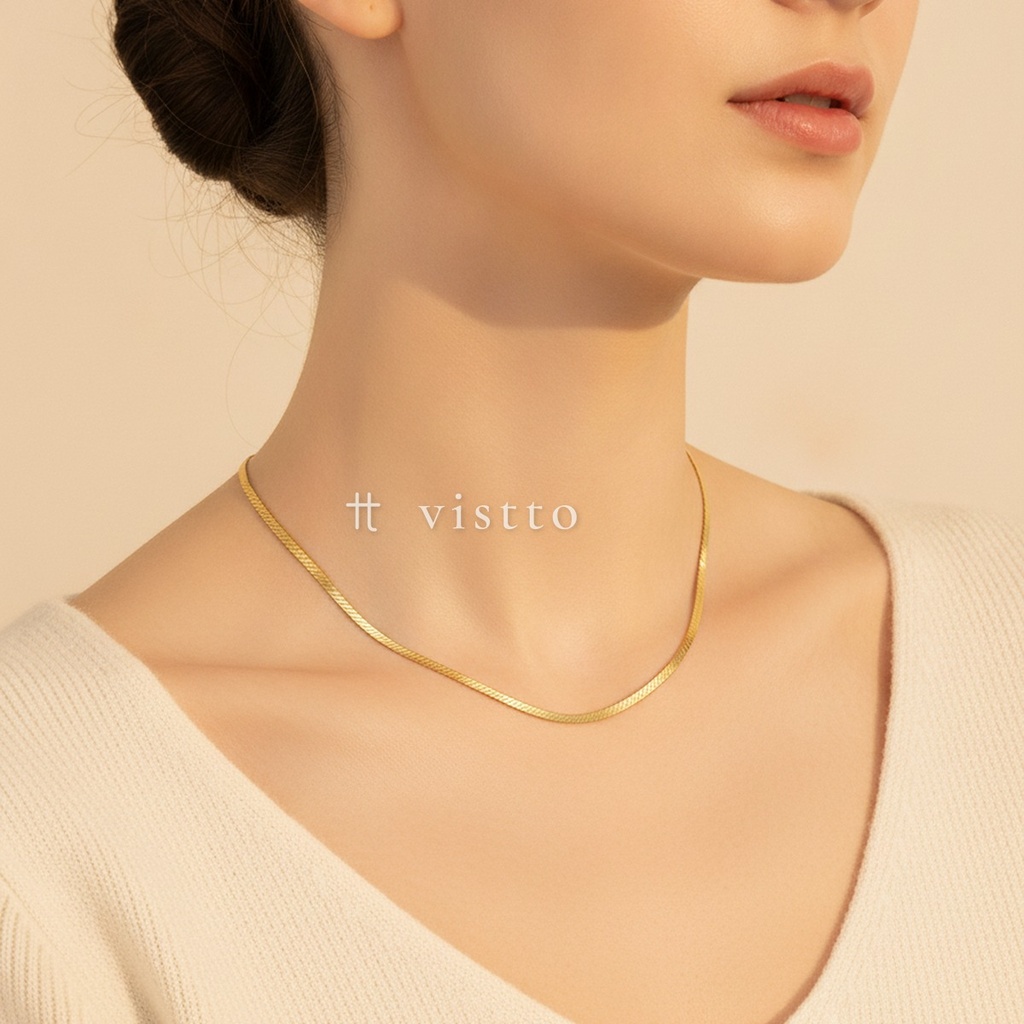 Collar dorado de cadena cubana plana y fina, con cierre de langosta y extensor