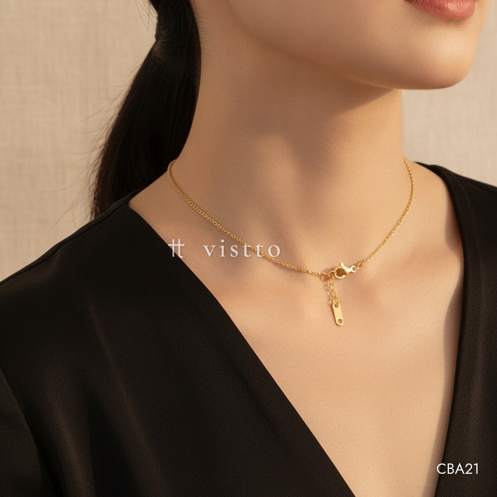 [CBA21] Collar dorado, cadena tipo espiga con extensor