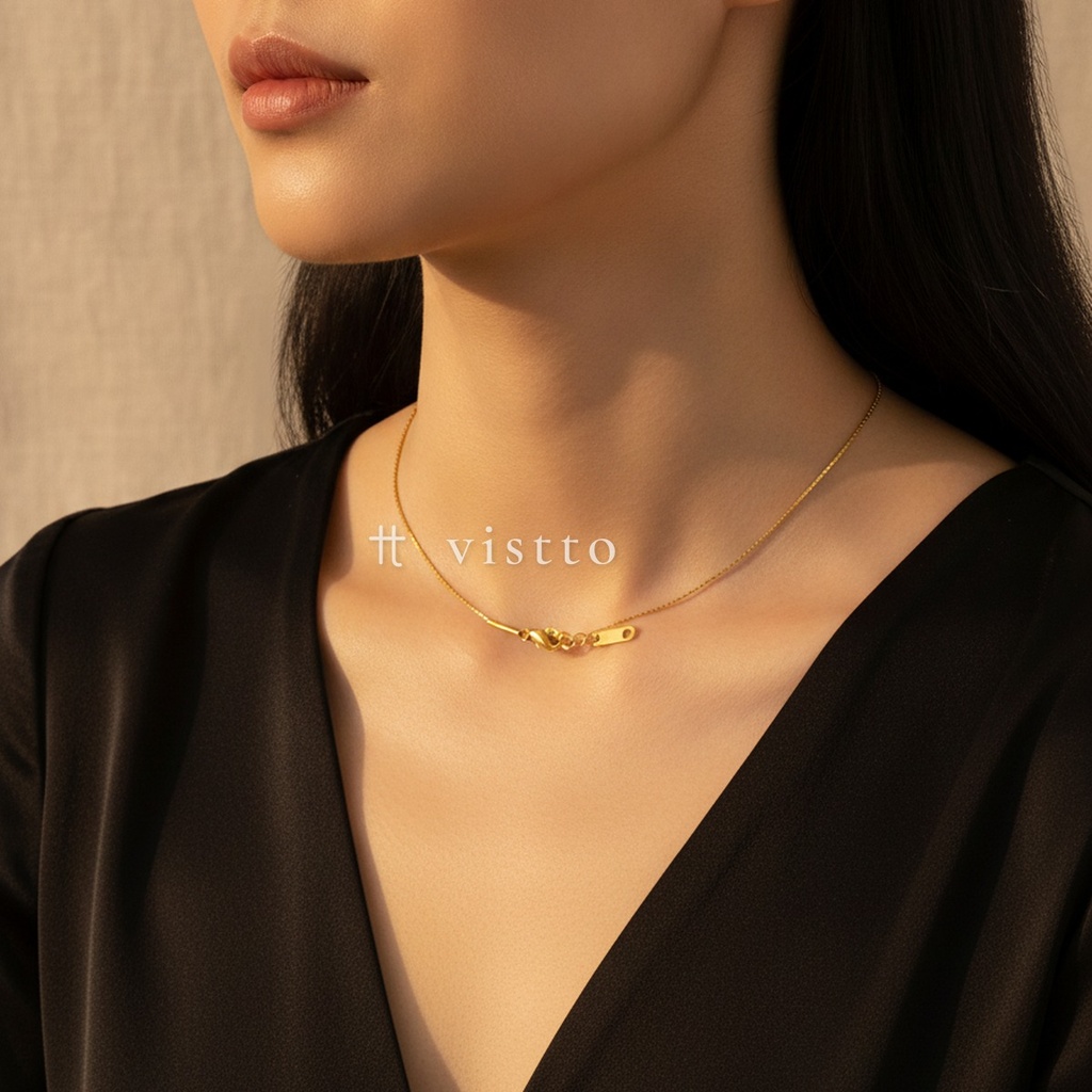 Collar dorado de cadena fina de barras con extensor y acabado brillante