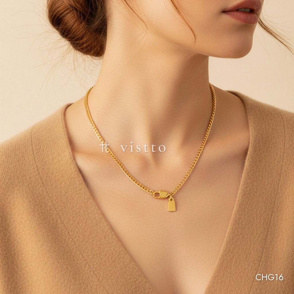 [CHG16] Collar dorado, cubana barbada con placa pequeña