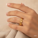 Anillo dorado abierto, banda de hojas de laurel