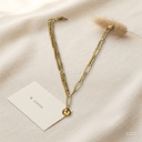 Collar dorado, mitad cubana fina y mitad de eslabones ovalados