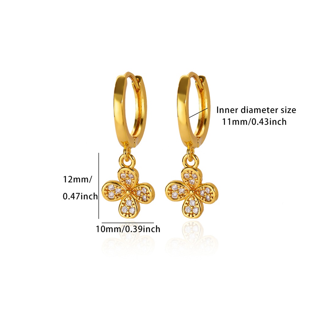 [Z52] Aretes con circonia de acero inoxidable 304 con recubrimiento PVD y chapado en oro 18k (Oro)