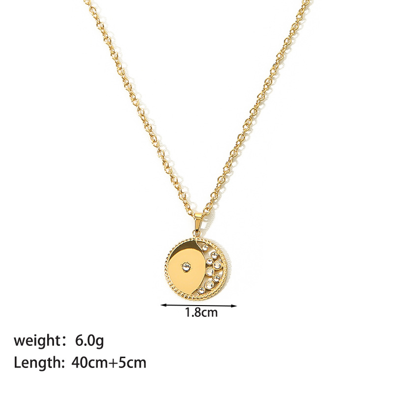 [C33] Collar con luna de acero inoxidable 304 con baño de oro y recubrimiento PVD (Oro · YYN023105)