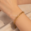 Pulsera dorada con cierre de langosta y extensor, diseño de cadena de eslabones ovalados gruesos y lisos