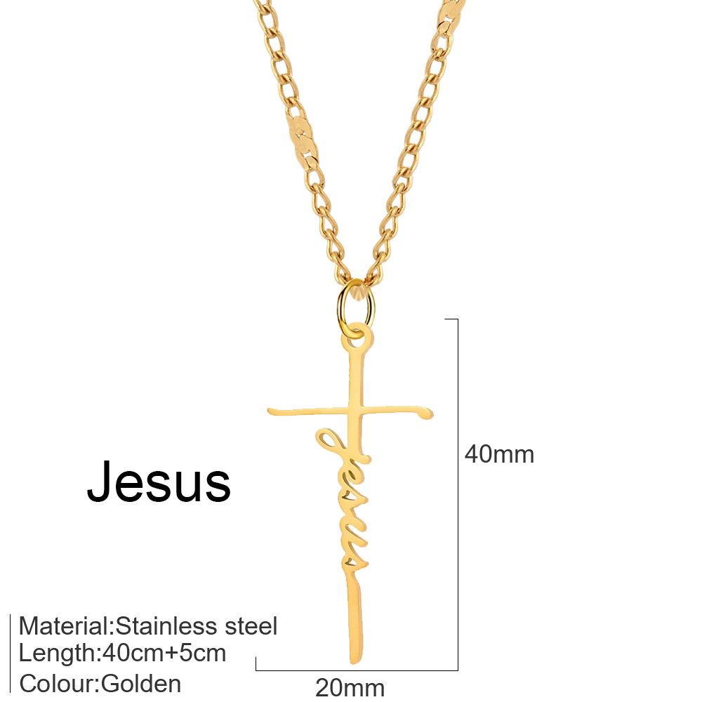 [C1] Collar con cruz de acero inoxidable 304 con baño de oro y recubrimiento PVD