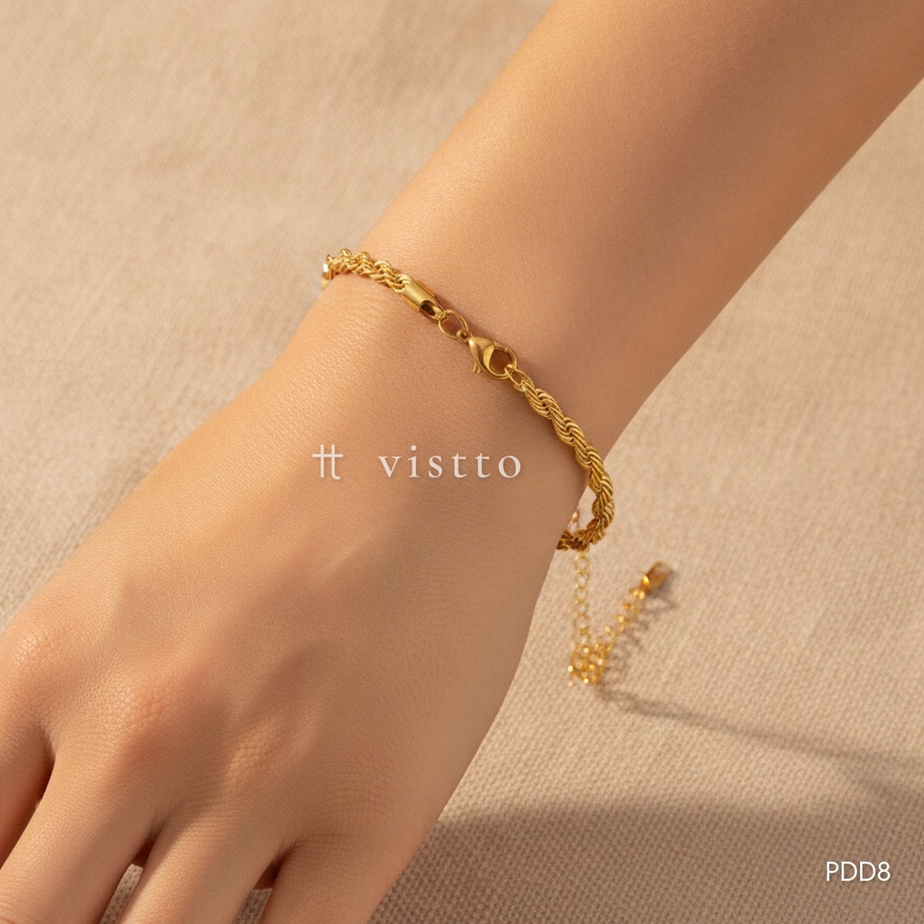 [PDD8] Pulsera dorada trenzada tipo cuerda