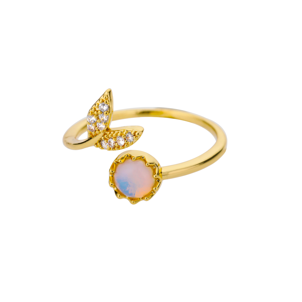 [A18] Anillo abierto de acero inoxidable 304 con baño de oro y recubrimiento PVD (Oro · Apertura ajustable · JZ2617G)