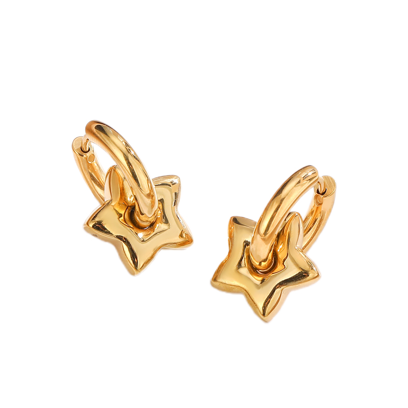[Z73] Aretes con estrella de acero inoxidable 304 con recubrimiento IP y chapado en oro 18k
