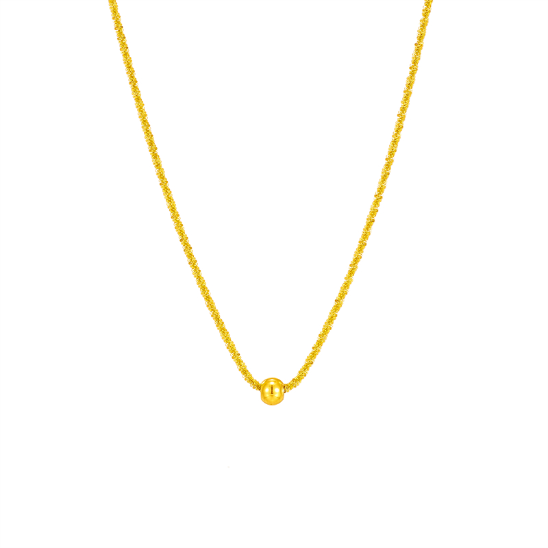 [NH31012954] Collar de diseño geométrico en acero inoxidable 304 con recubrimiento PVD y chapado en oro 18k