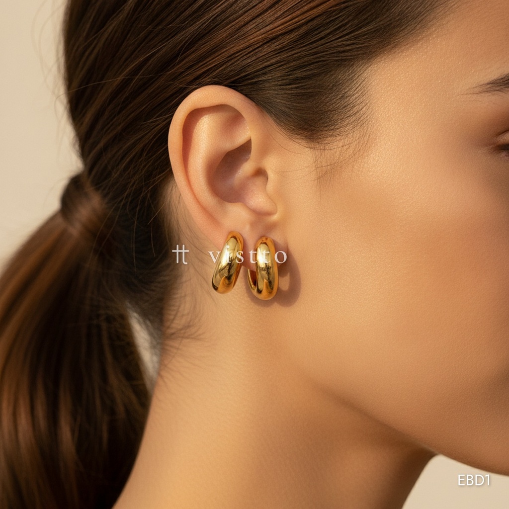 [EBD1] Earcuff dorado, doble banda ancha cruzada