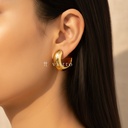 Earcuff dorado de argolla gruesa abierta en forma de C, liso y de ajuste a presión